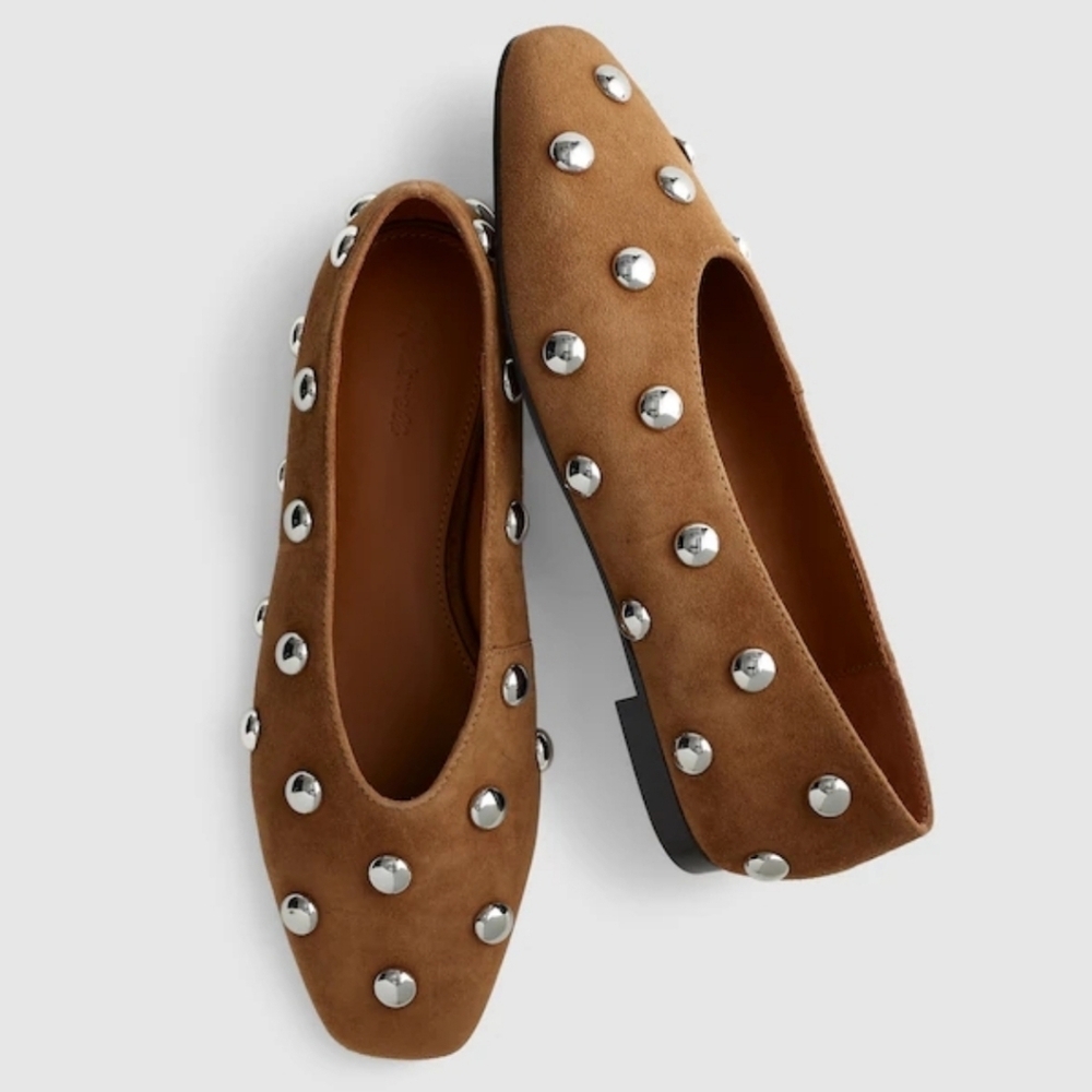 New! Madewell The Mylie Ballet Flat in Leather Suede Dried Acorn